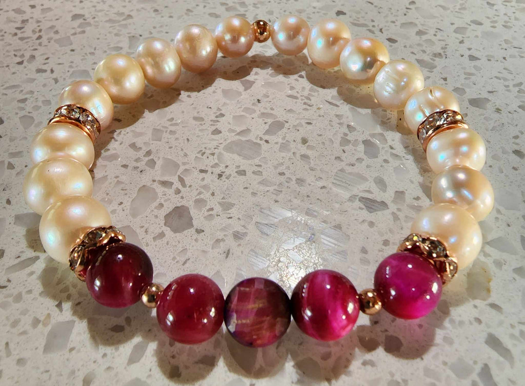 Jewellery - Genuine Semi Precious Gemstone & Freshwater Pearl Bracelet