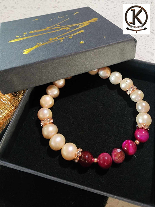 Jewellery - Genuine Semi Precious Gemstone & Freshwater Pearl Bracelet