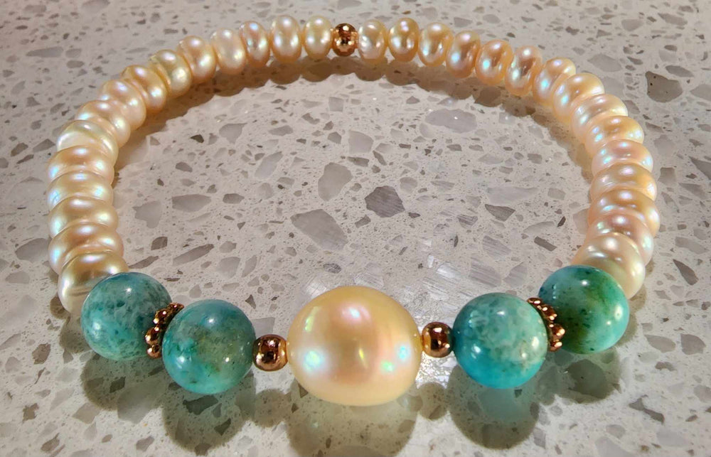 Jewellery - Genuine Semi Precious Gemstone & Freshwater Pearl Bracelet