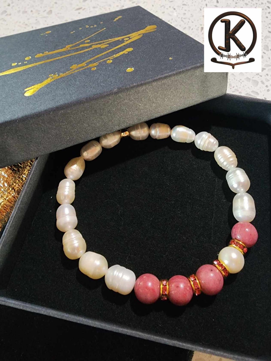 Jewellery - Genuine Semi Precious Gemstone & Freshwater Pearl Bracelet