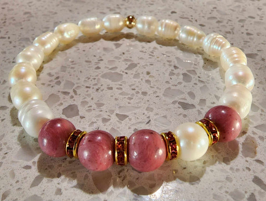 Jewellery - Genuine Semi Precious Gemstone & Freshwater Pearl Bracelet