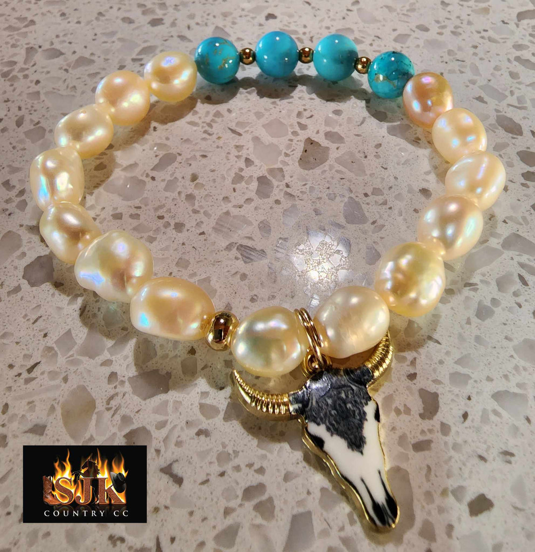 Jewellery - Western Semi Precious Gemstone & Freshwater Pearl Bracelet