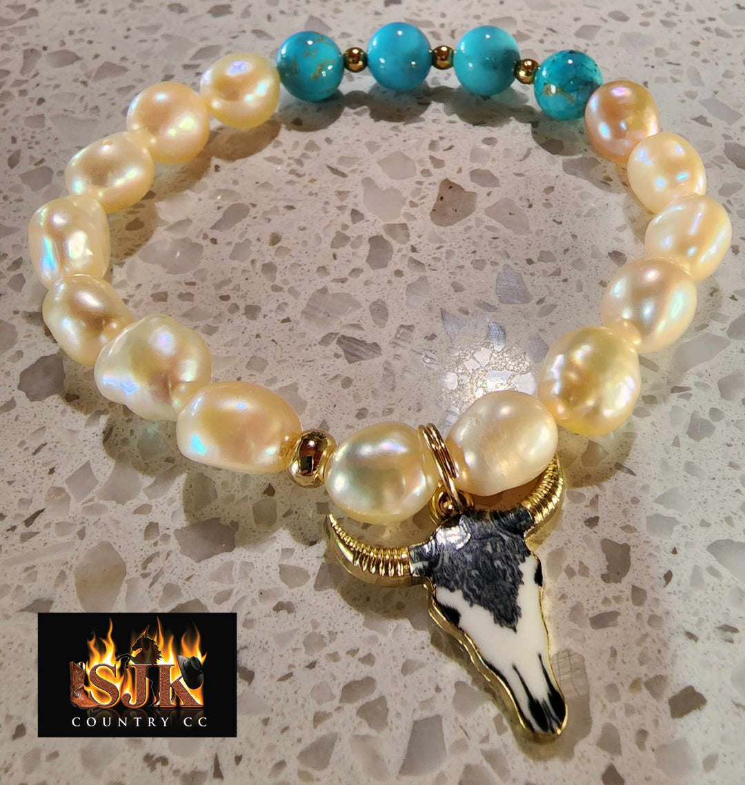 Jewellery - Western Semi Precious Gemstone & Freshwater Pearl Bracelet