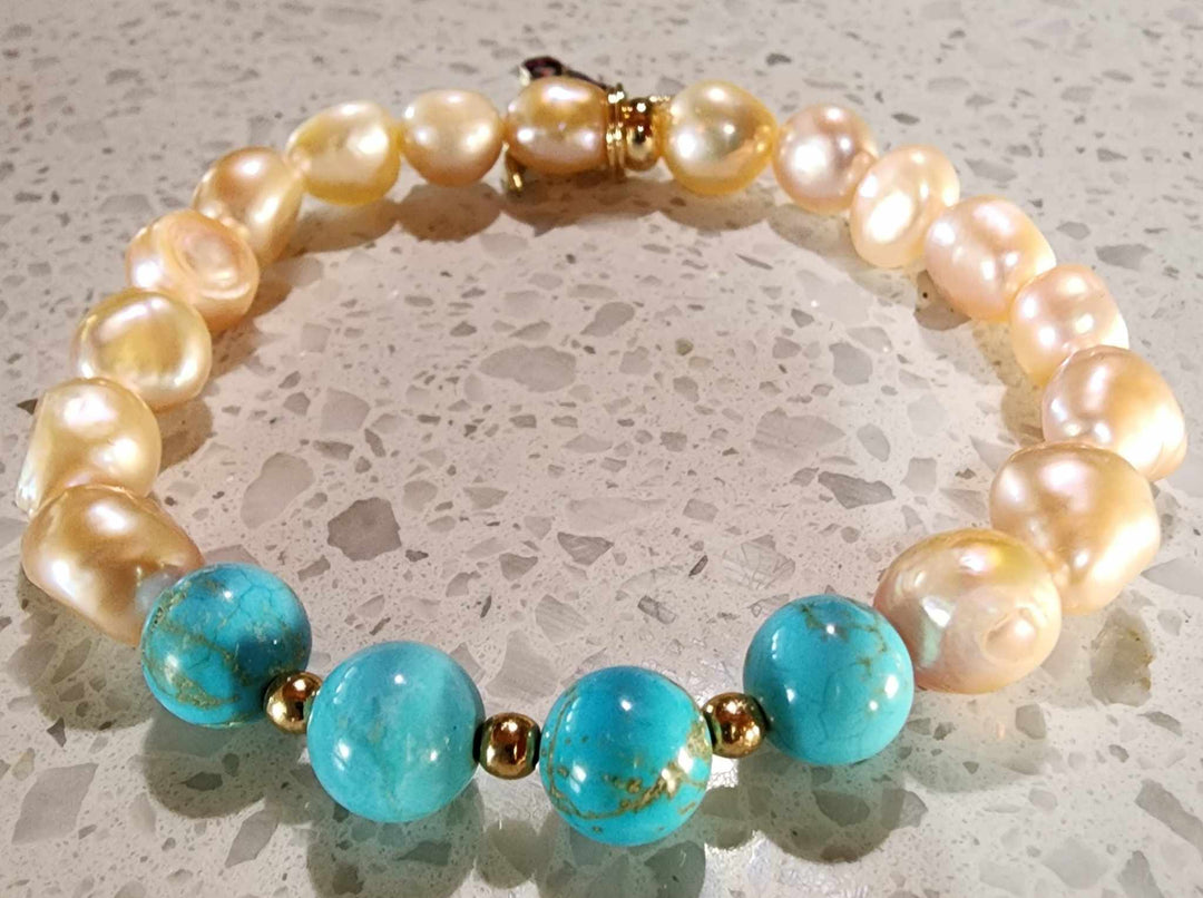 Jewellery - Western Semi Precious Gemstone & Freshwater Pearl Bracelet