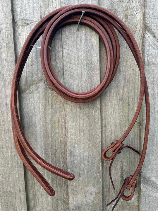 Reins - Quality Harness Leather Stitched Split Reins 5/8"  DFT Weighted Ends