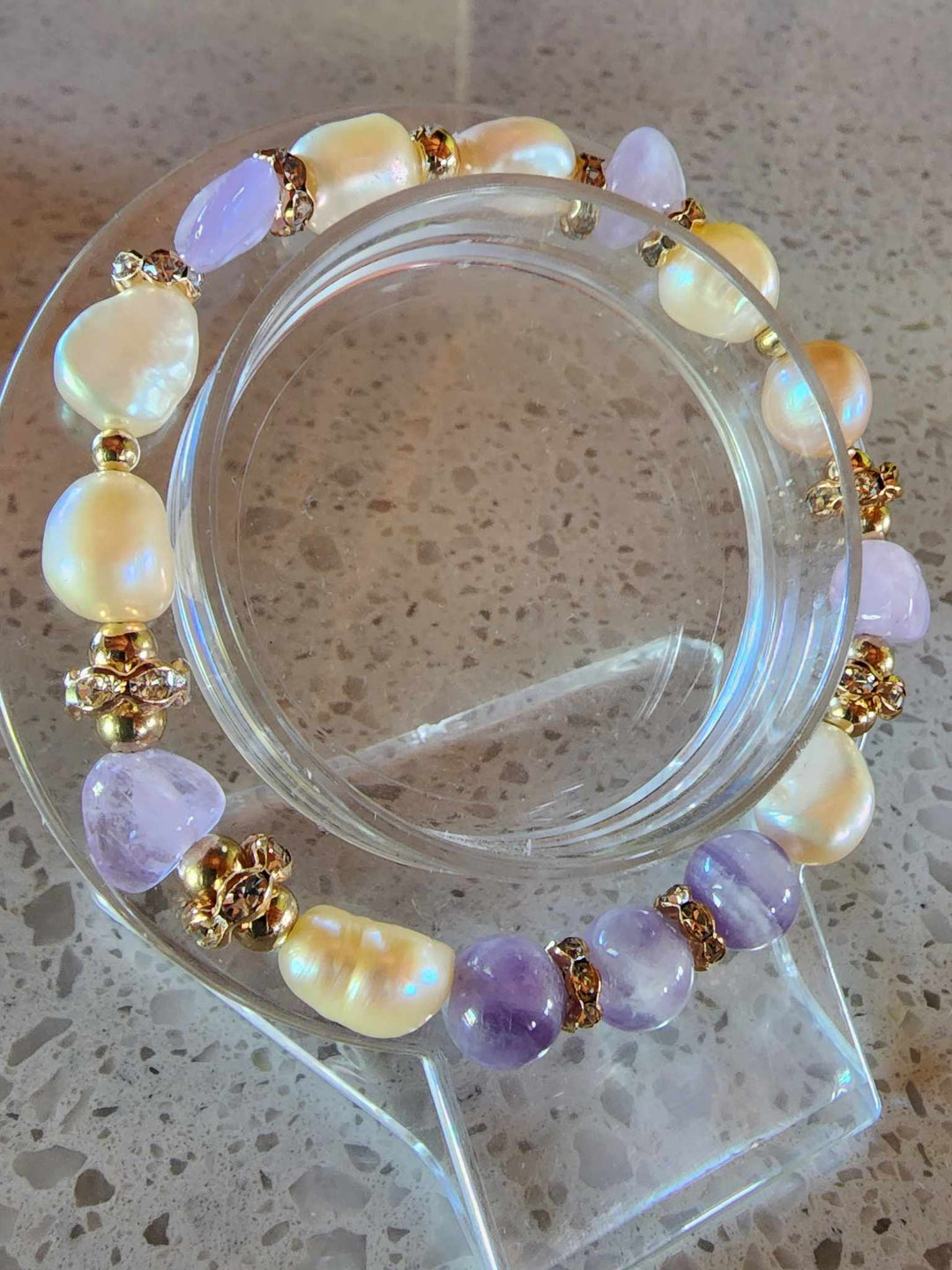 Jewellery - Genuine Semi Precious Gemstone & Freshwater Pearl Bracelet