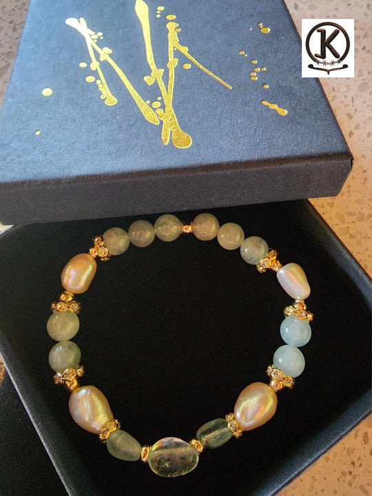 Jewellery - Genuine Semi Precious Gemstone & Freshwater Pearl Bracelet