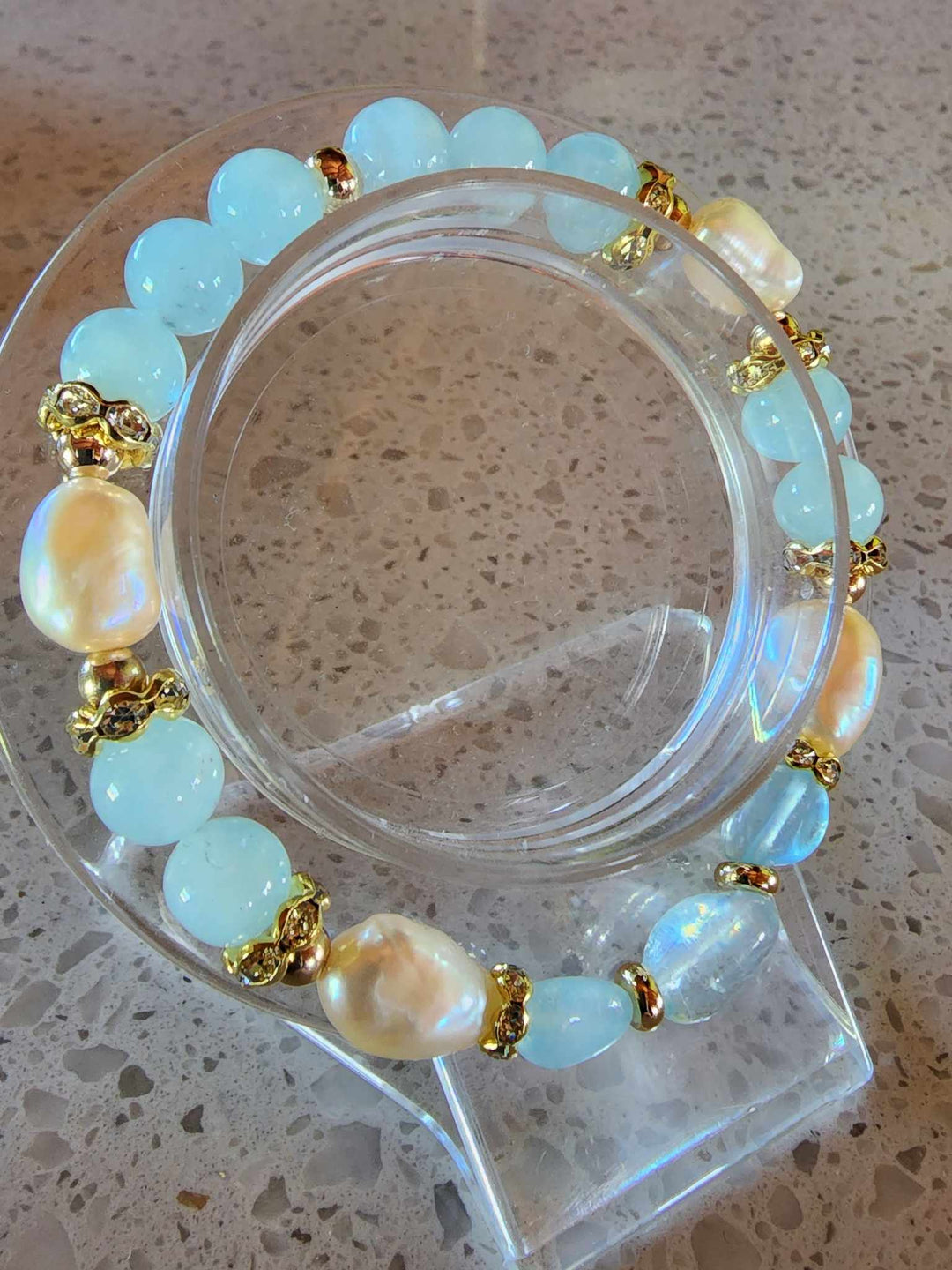 Jewellery - Genuine Semi Precious Gemstone & Freshwater Pearl Bracelet