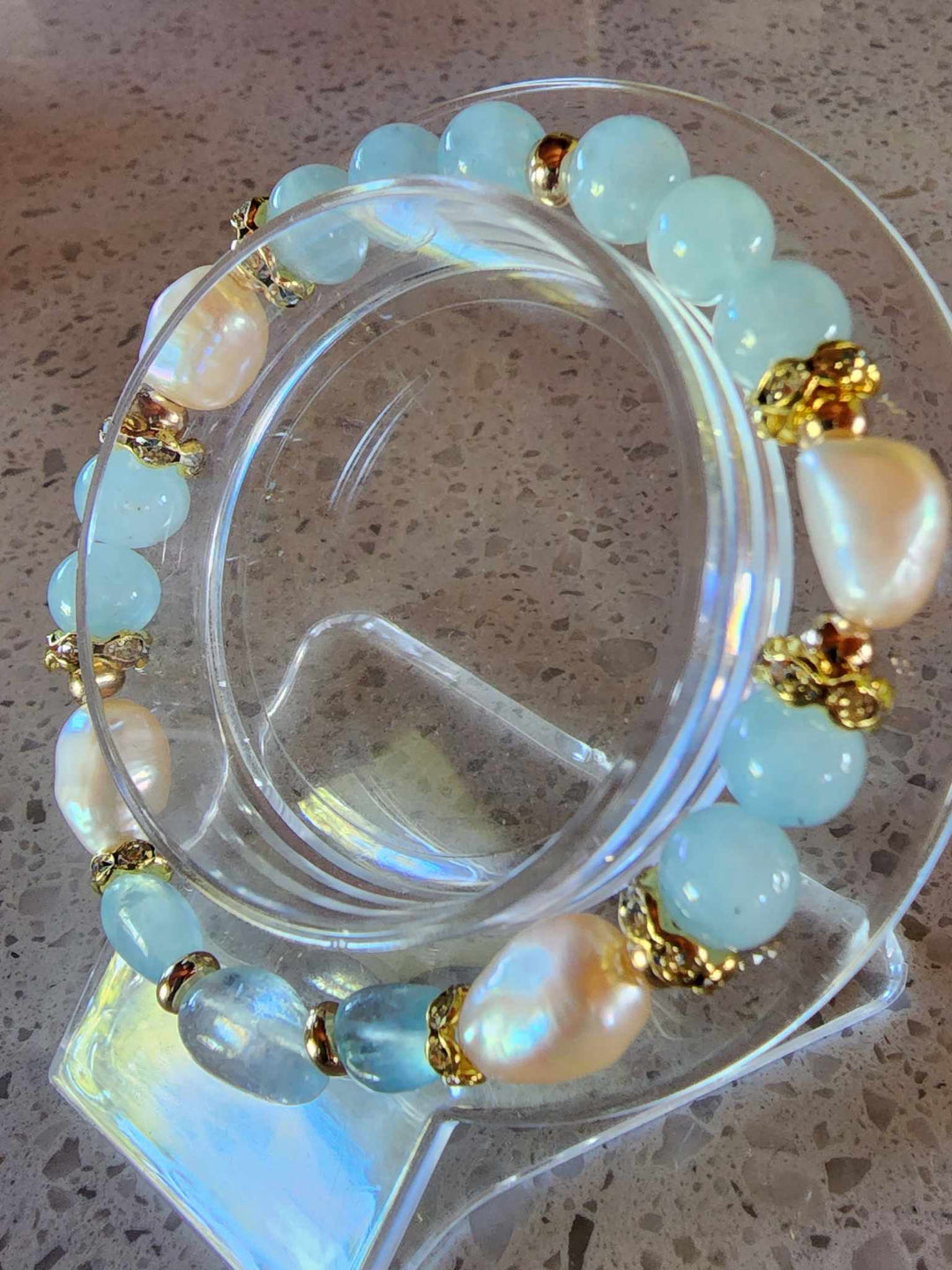 Jewellery - Genuine Semi Precious Gemstone & Freshwater Pearl Bracelet