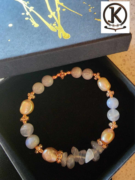 Jewellery - Genuine Semi Precious Gemstone & Freshwater Pearl Bracelet