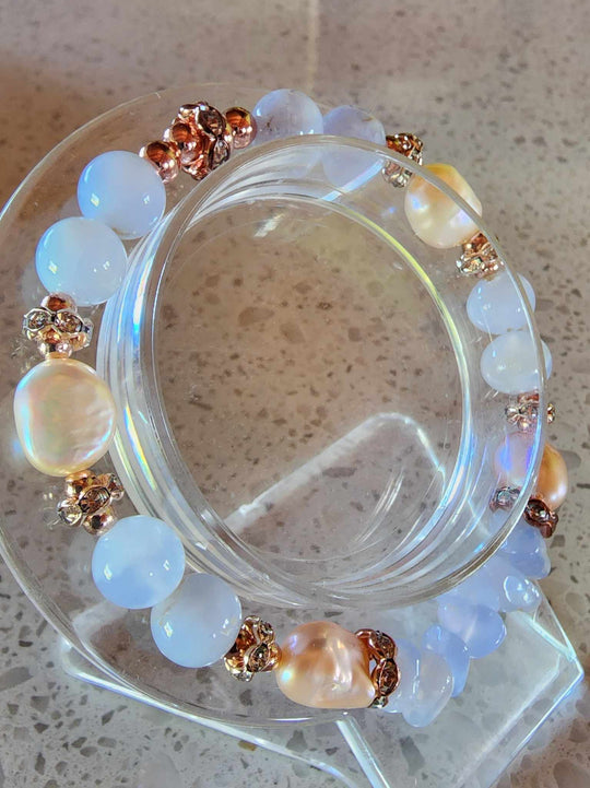 Jewellery - Genuine Semi Precious Gemstone & Freshwater Pearl Bracelet