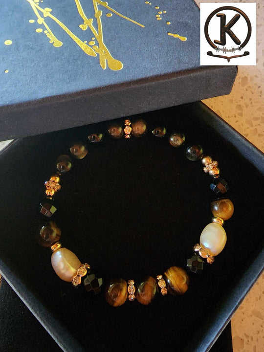 Jewellery - Genuine Semi Precious Gemstone & Freshwater Pearl Bracelet