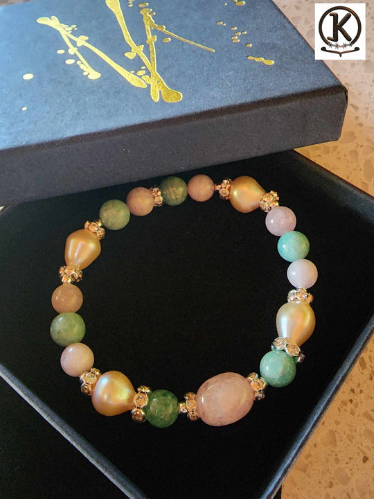 Jewellery - Genuine Semi Precious Gemstone & Freshwater Pearl Bracelet