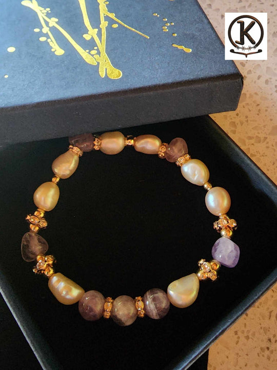 Jewellery - Genuine Semi Precious Gemstone & Freshwater Pearl Bracelet