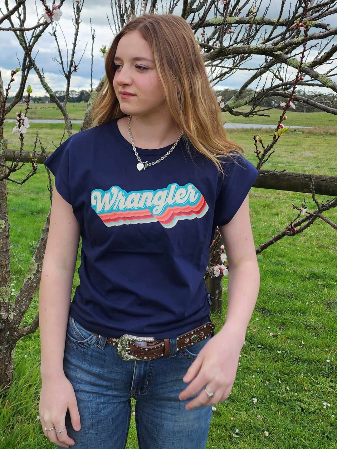 Wrangler Western EVE Navy Tee Shirt  Tank Top 8 10, 12, `