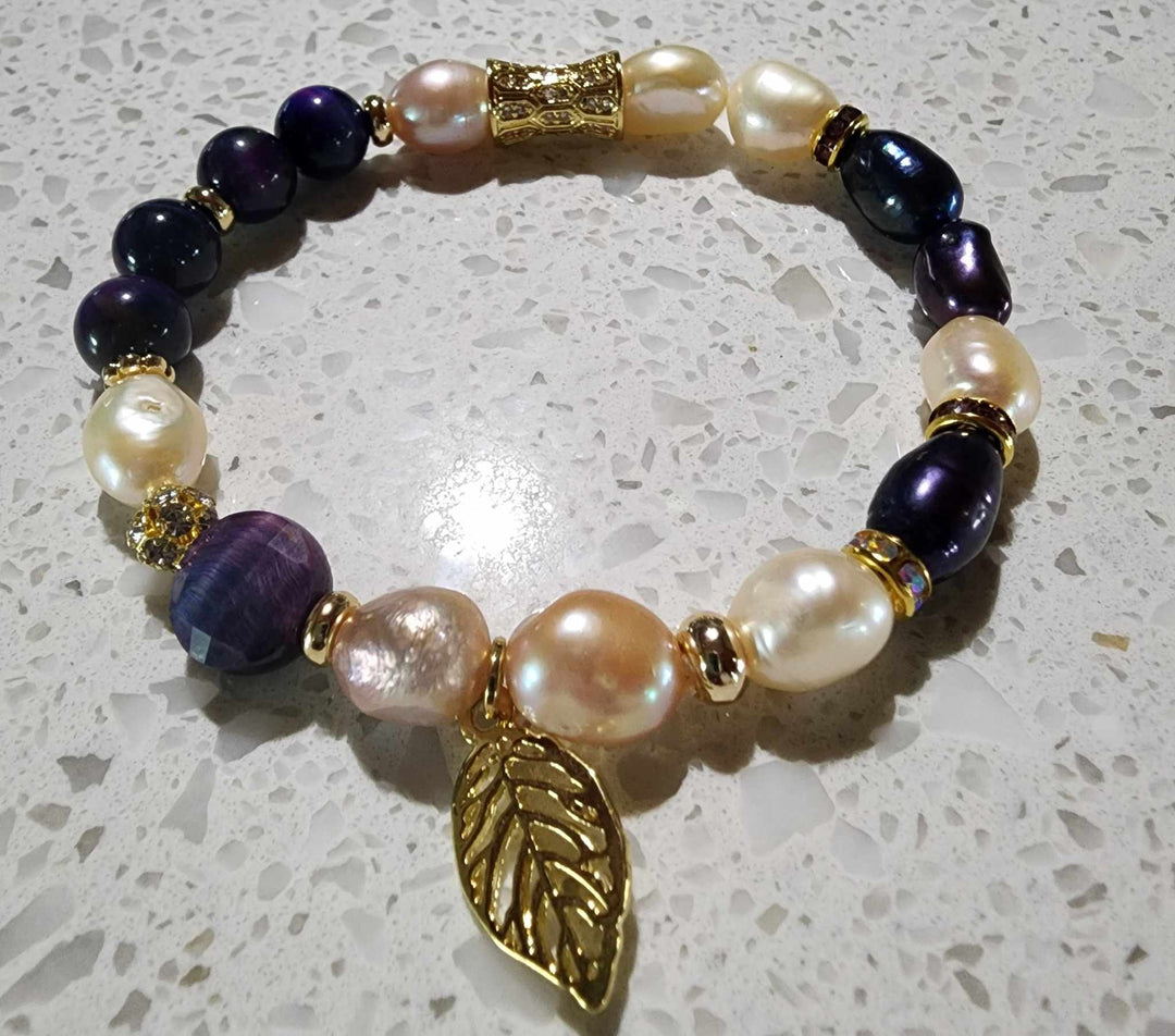 Jewellery - Genuine Semi Precious Gemstone & Freshwater Pearl Bracelet