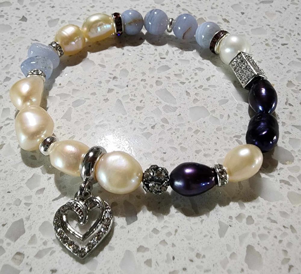 Jewellery - Genuine Semi Precious Gemstone & Freshwater Pearl Bracelet