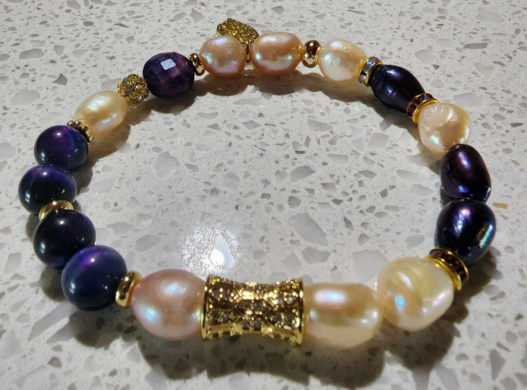 Jewellery - Genuine Semi Precious Gemstone & Freshwater Pearl Bracelet