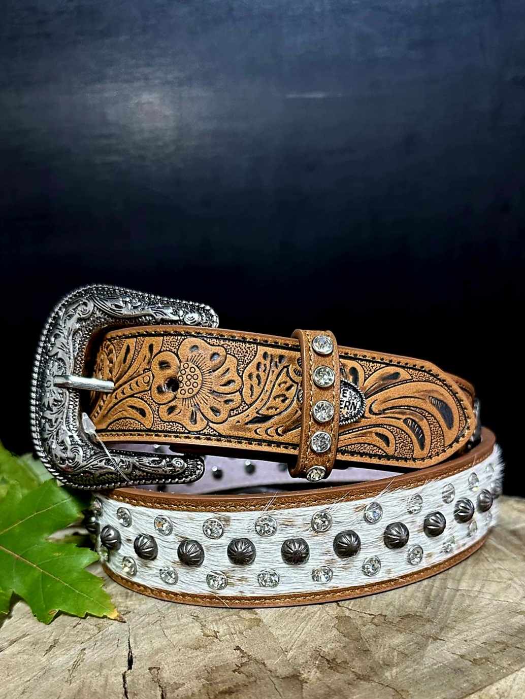 Pure Western Fifi PU/Leather on Hide  Belt