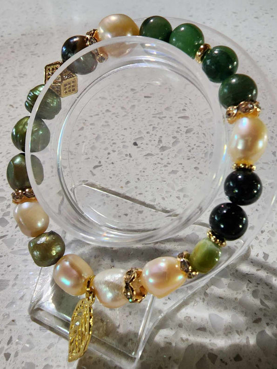 Jewellery - Genuine Semi Precious Gemstone & Freshwater Pearl Bracelet