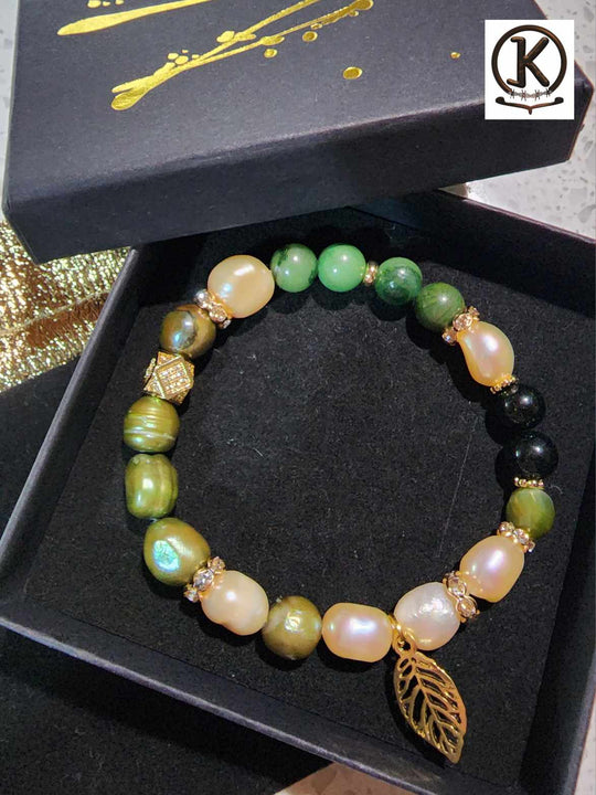 Jewellery - Genuine Semi Precious Gemstone & Freshwater Pearl Bracelet