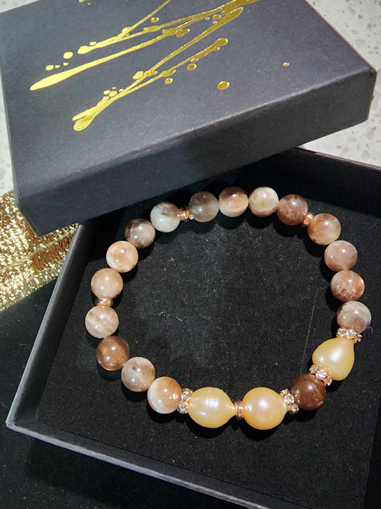 Jewellery - Genuine Semi Precious Gemstone & Freshwater Pearl Bracelet