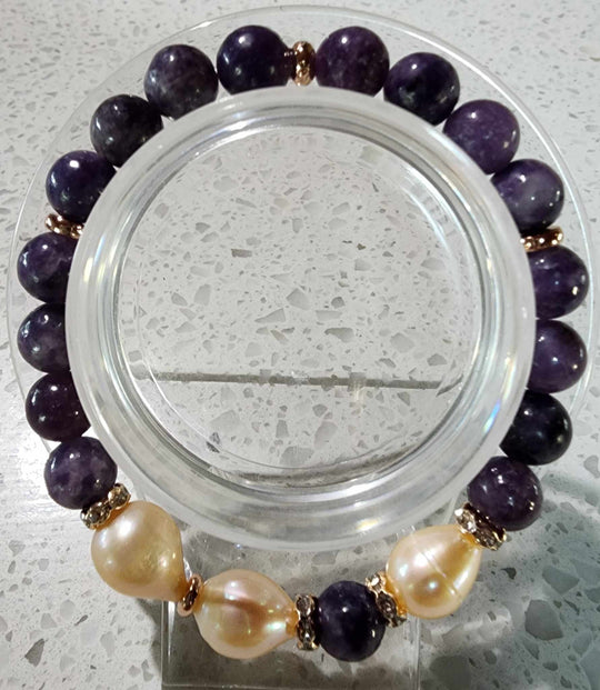 Jewellery - Genuine Semi Precious Gemstone & Freshwater Pearl Bracelet