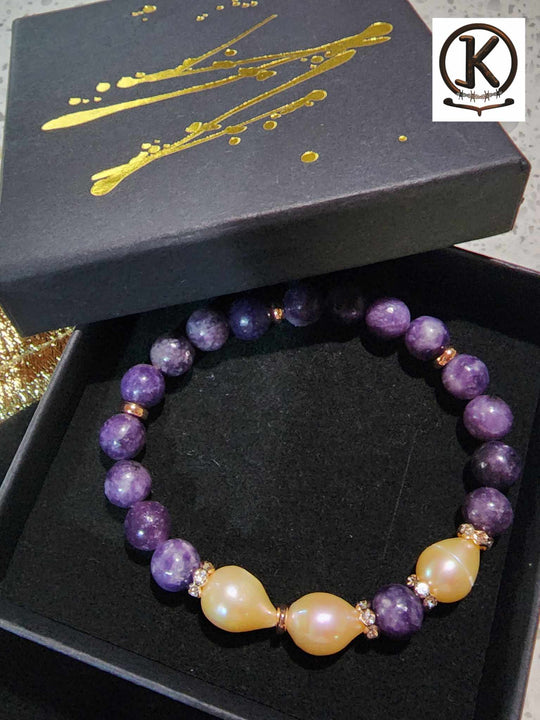 Jewellery - Genuine Semi Precious Gemstone & Freshwater Pearl Bracelet