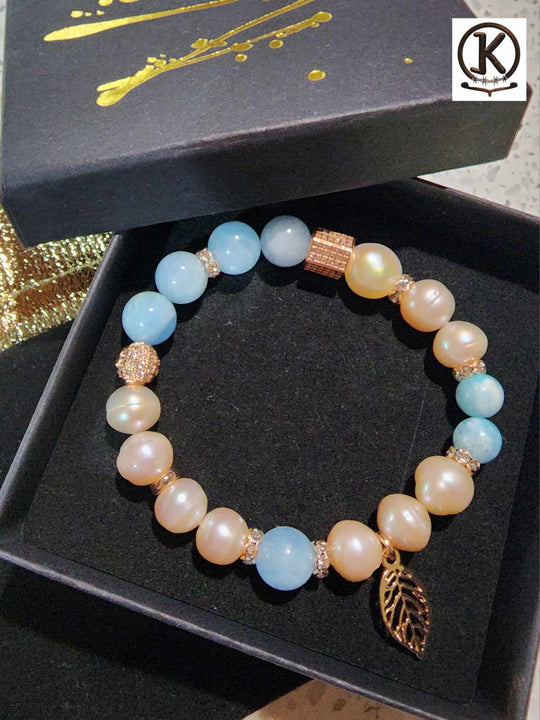 Jewellery - Genuine Semi Precious Gemstone & Freshwater Pearl Bracelet