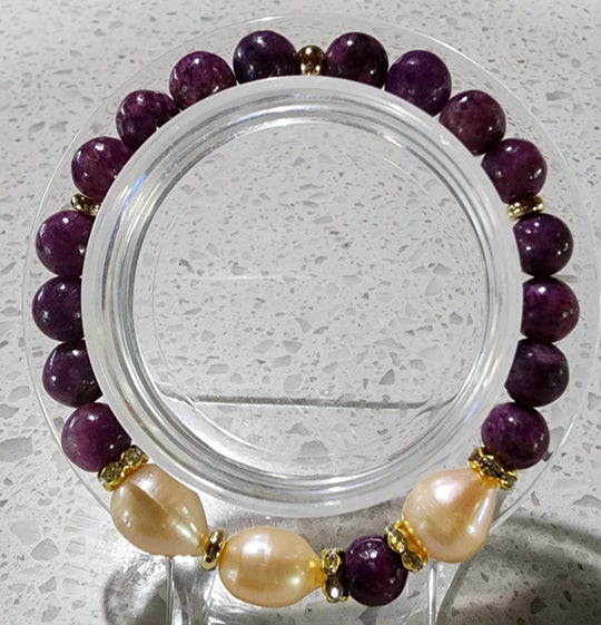 Jewellery - Genuine Semi Precious Gemstone & Freshwater Pearl Bracelet