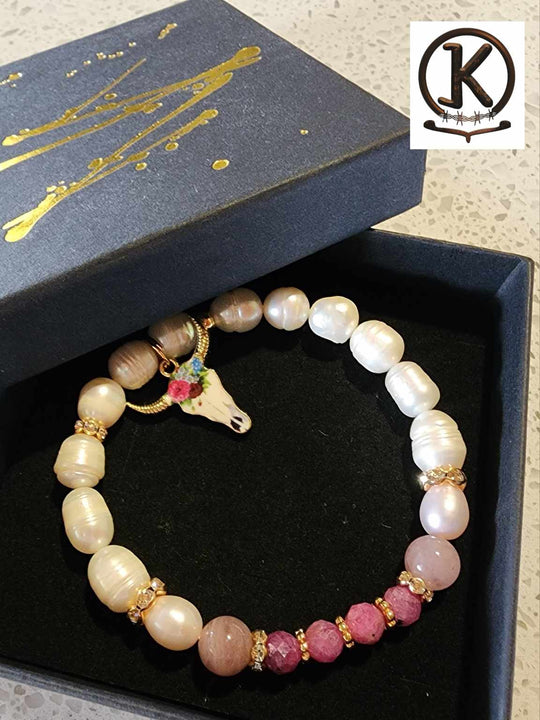 Jewellery - Western Semi Precious Gemstone & Freshwater Pearl Bracelet