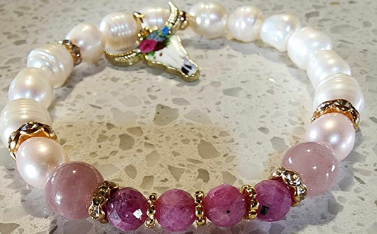 Jewellery - Western Semi Precious Gemstone & Freshwater Pearl Bracelet