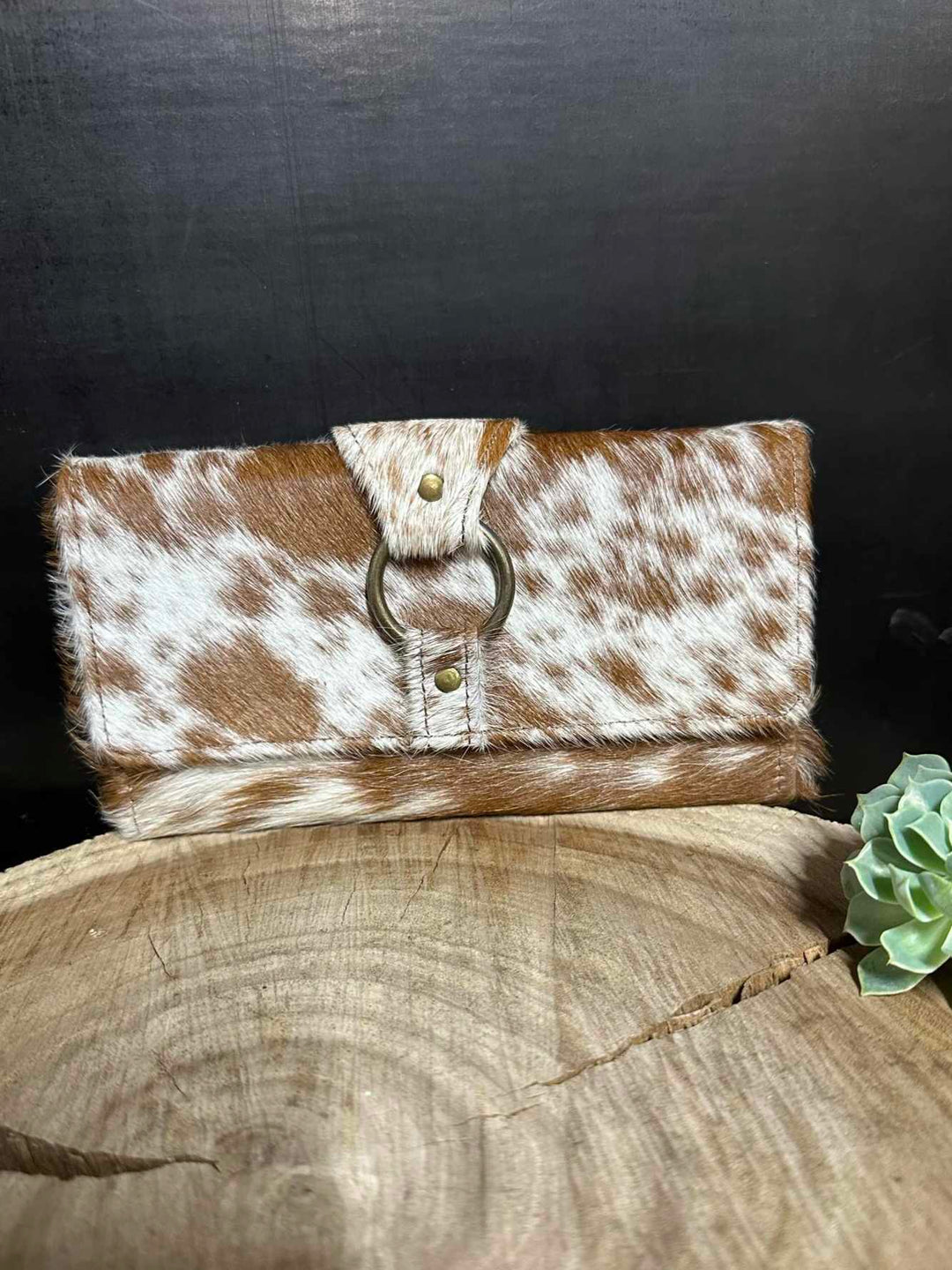 Western Hide Purse Genuine Hair on Hide and Leather  Tan & White Hide