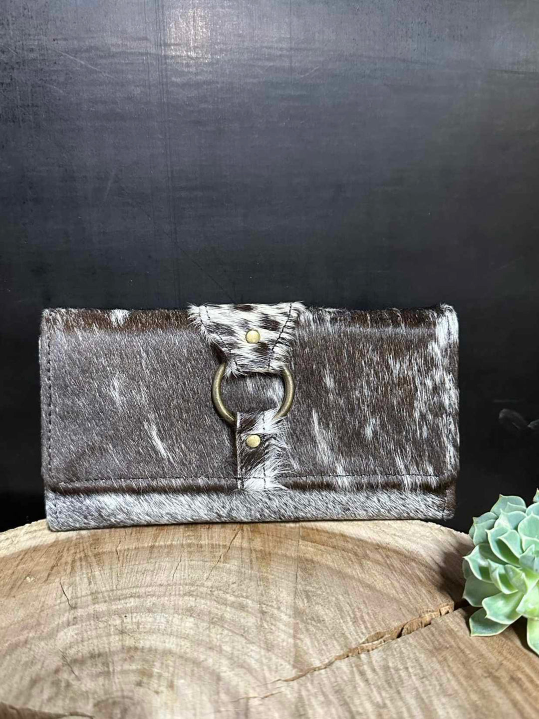 Western Hide and Leather Black & White Hide Purse