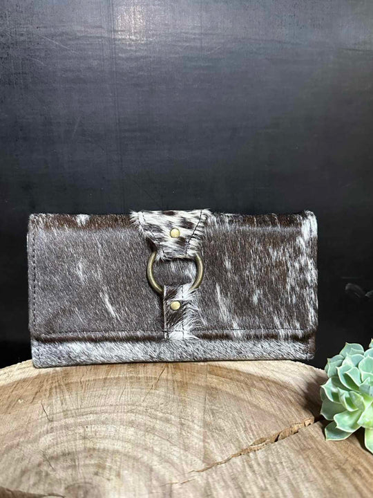 Western Hide and Leather Black & White Hide Purse