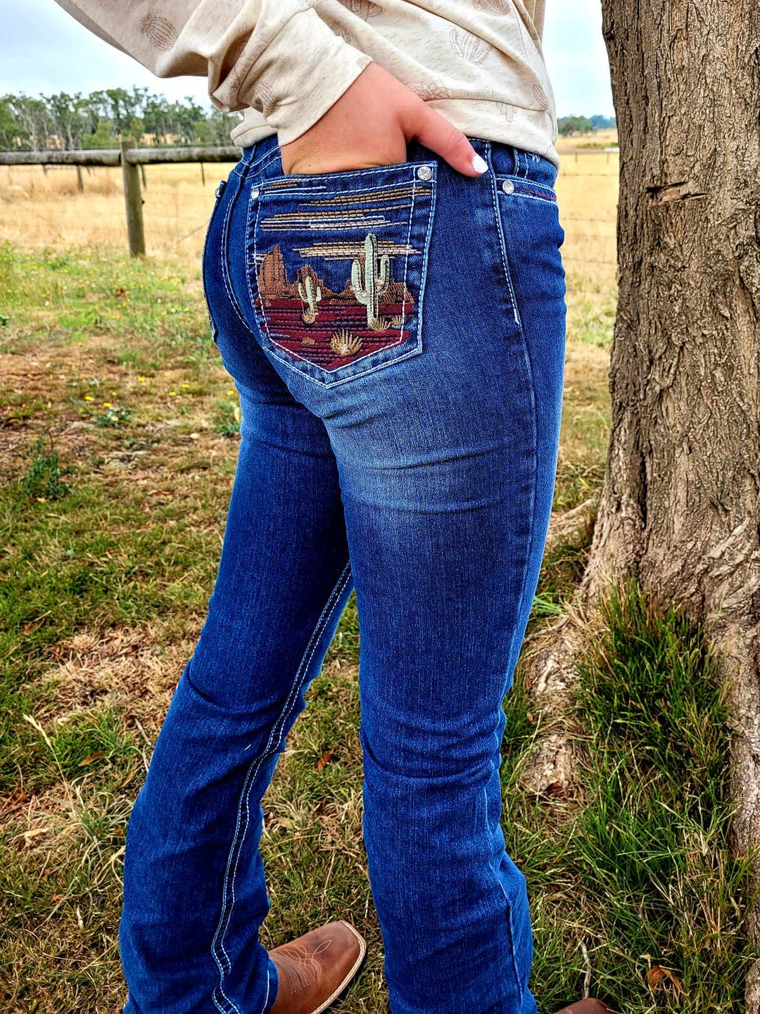 Pure Western Madeline Cactus Bootcut 34" Leg Jeans Size 8