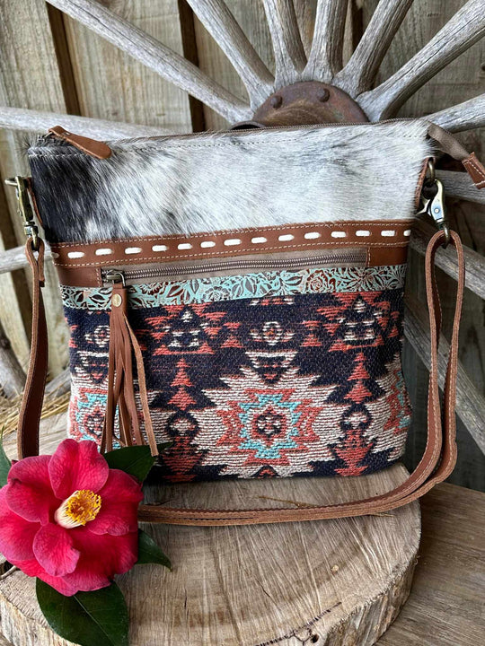 Western Hide Recycled Canvas & Hide Crossbody Handbag