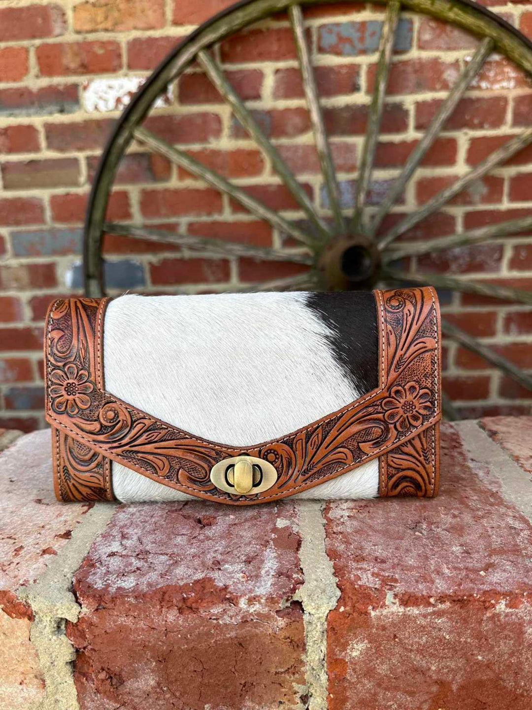 Western Hide and Tooled Leather Purse