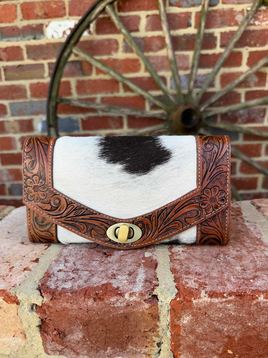 Western Hide and Tooled Leather Purse