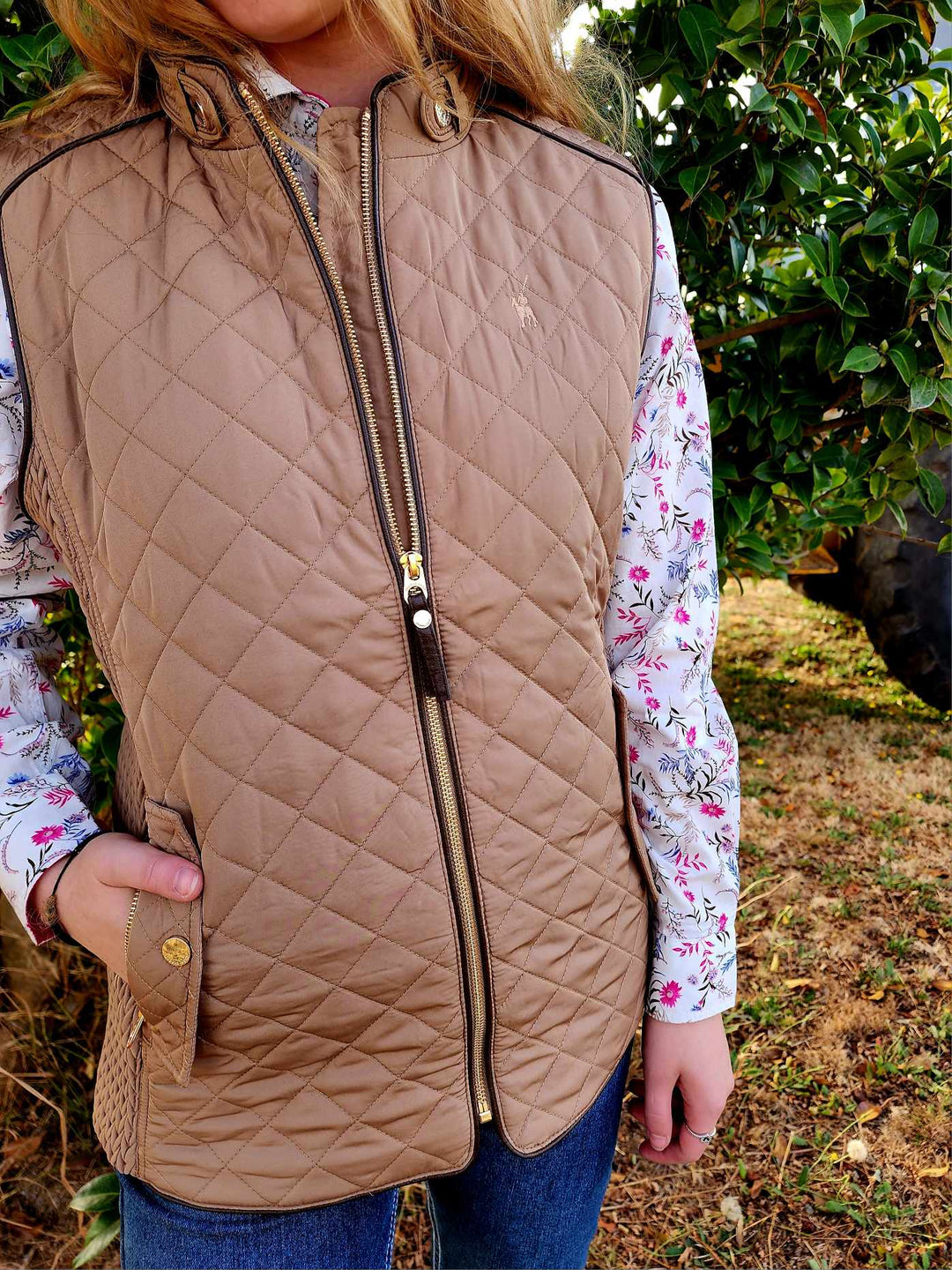 Thomas Cook Mia Tan Quilted Vest Size Small