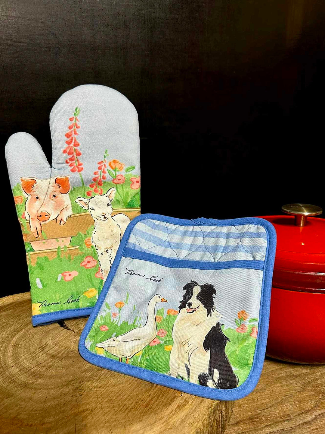 Thomas Cook Oven Mitt Set - Blue Border Collie