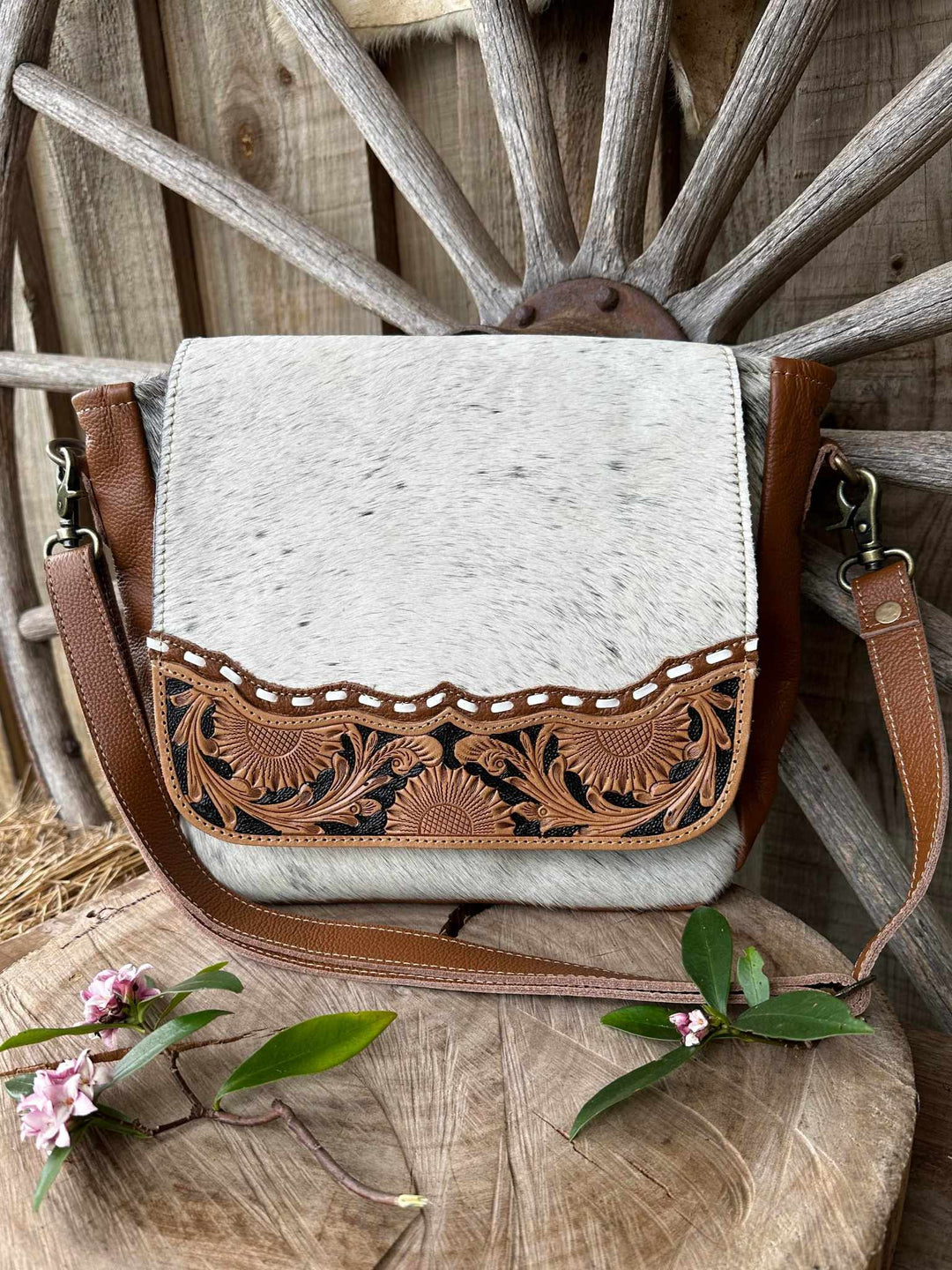 Western Hide &  Tooled Leather Crossbody