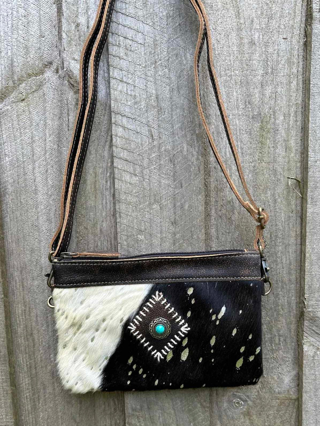 Western Hide & Leather Embossed  Crossbody