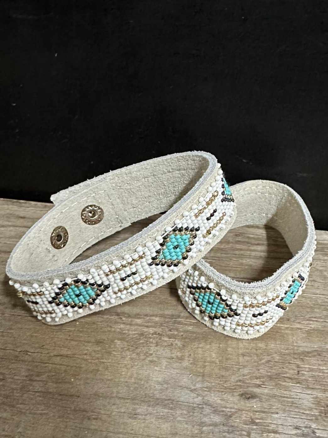 Beaded Leather Cuff Bracelet