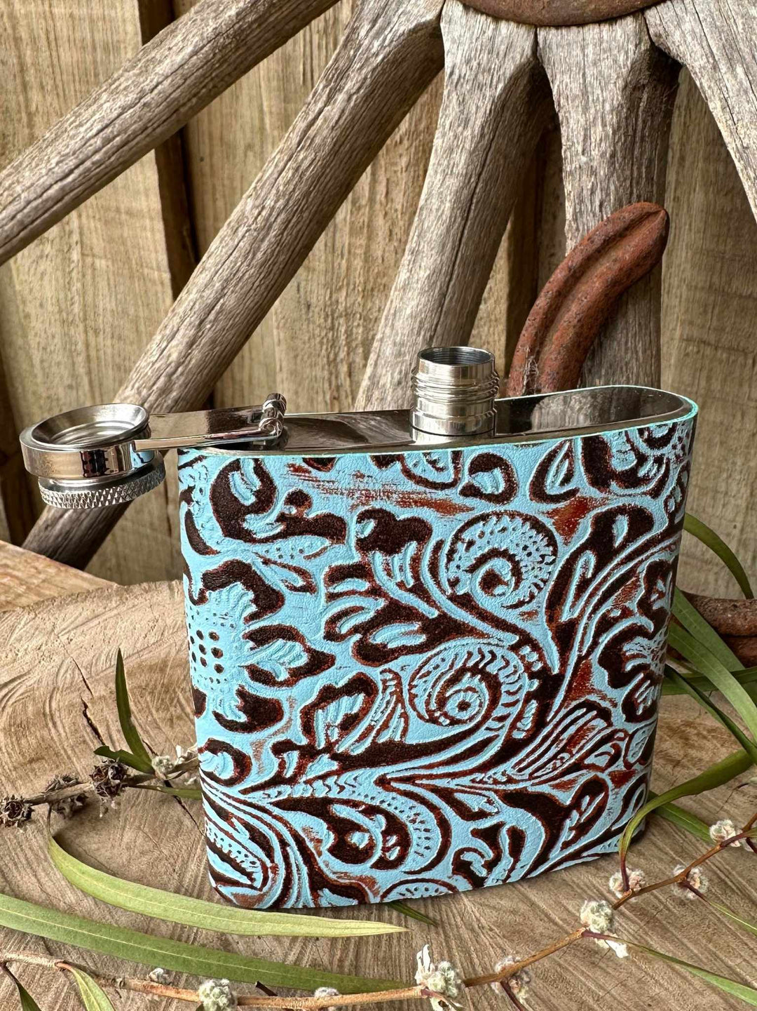 Flask  -  Genuine Embossed Leather Flask