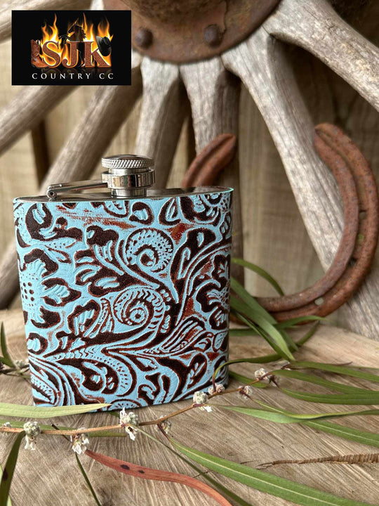 Flask  -  Genuine Embossed Leather Flask