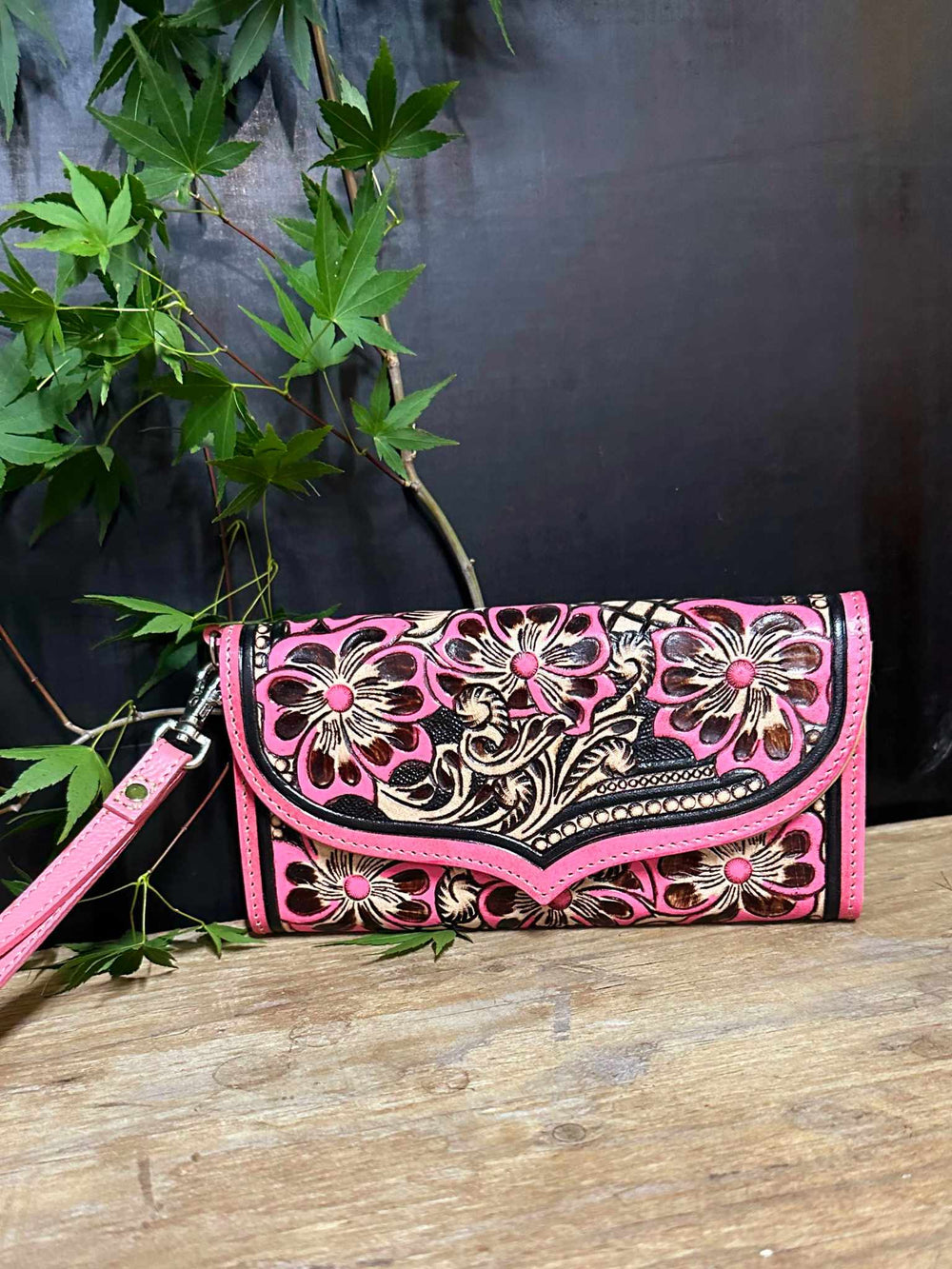 Western Leather Purse Tooled Cowgirl Wallet