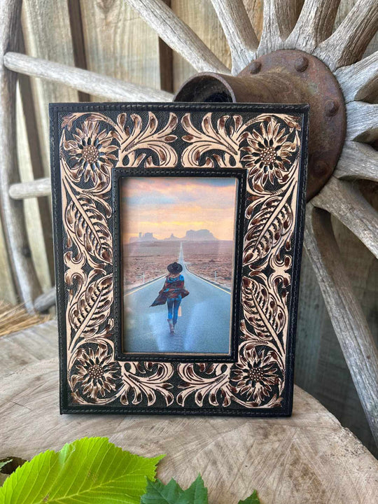 Photo Frame - Genuine Leather Tooled Photo Frame