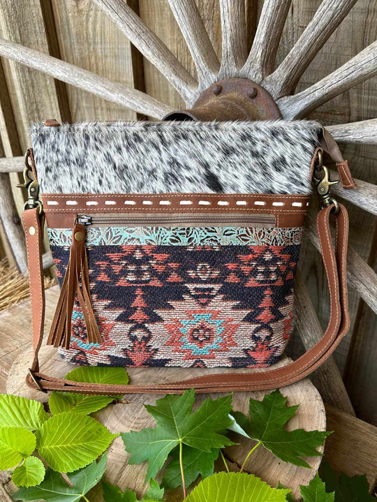 Western Hide Recycled Canvas & Hide Crossbody Handbag