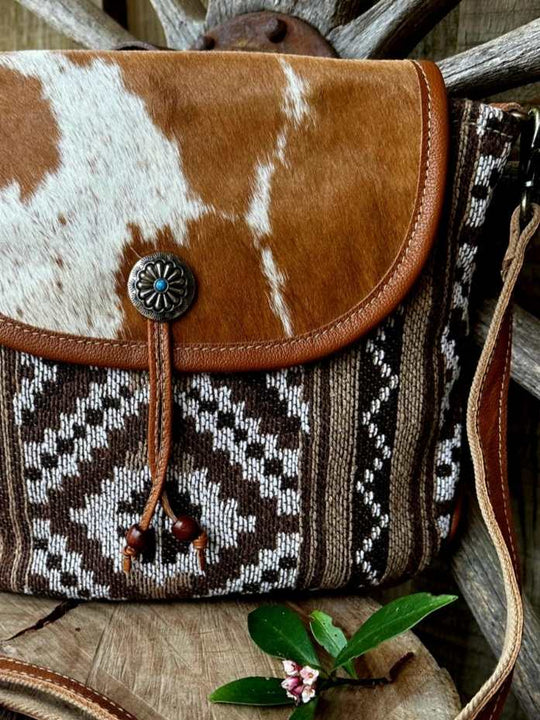 Western Hide Recycled Canvas Tribal Print Crossbody